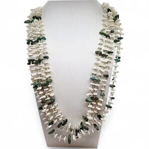 Vintage Necklace Joe Tortalita Cones Turquoise Nugget Beads Multi Strand Native